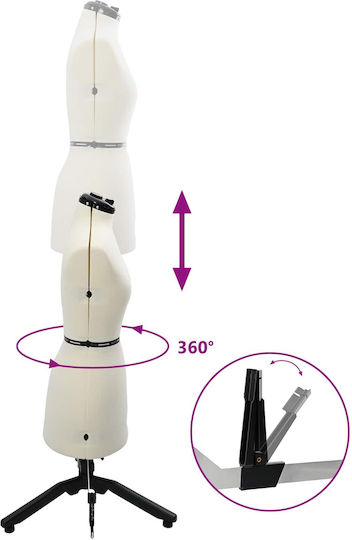 vidaxl Verstellbares Kleidungsform für Damen Creme S Samt