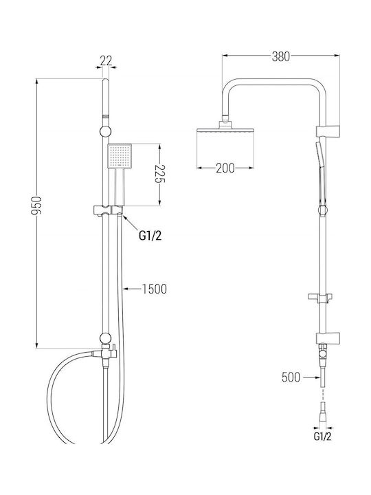 Mexen Shower Column with Mixer Silver