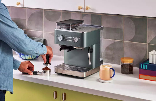 Kitchenaid Μηχανή Espresso Πίεσης 15bar με Μύλο Άλεσης Πράσινη 5KES6551EJP