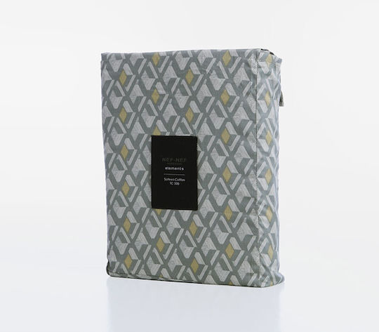 Nef-Nef Homeware Σετ Παπλωματοθήκη Βαμβακοσατέν 240x230cm Υπέρδιπλη με 2 Μαξιλαροθήκες Dominat Γκρι