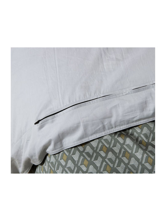 Nef-Nef Homeware Cotton Satin Duvet Cover Set 240x230cm Double With 2 Pillowcases Dominat Gray