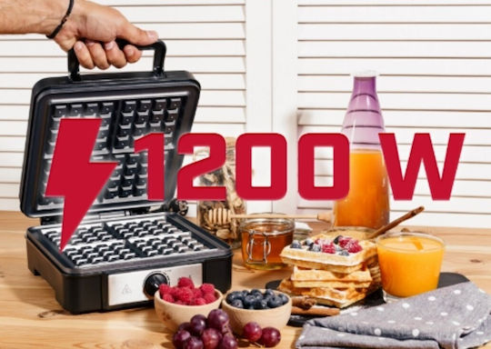 MPM Waffle Maker for Rectangular Waffles 4 Waffle Slots 1200W