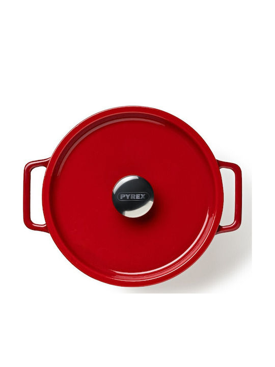 Pyrex Dutch Oven Round Cast Iron Red 6.3lt 1pcs
