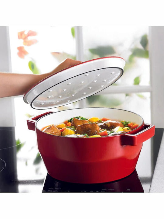 Pyrex Dutch Oven Round Cast Iron Red 6.3lt 1pcs
