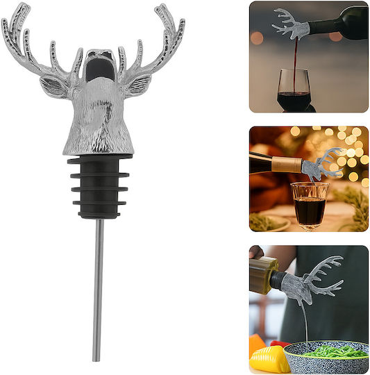 Aerator Sticlă de Vin în Formă de Cerb 10 Cm Înălțime Oțel Inoxidabil Gri