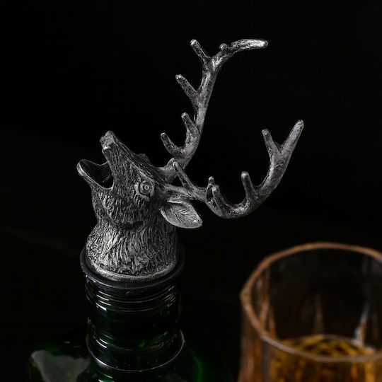 Aerator Sticlă de Vin în Formă de Cerb 10 Cm Înălțime Oțel Inoxidabil Gri