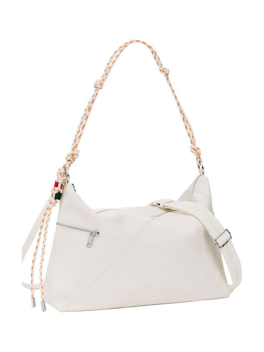Half Logo Gestrickte Damen Schultertasche Beige