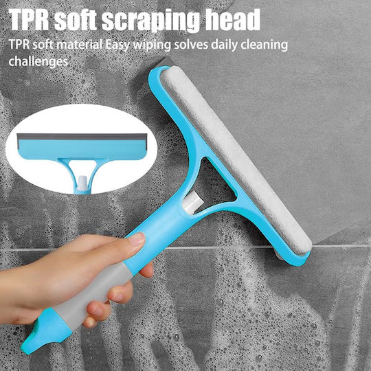 Multifunctional Squeegee Textile Edge Windows Other Surfaces Cleaning Solution Container 28x23 Cm Blue