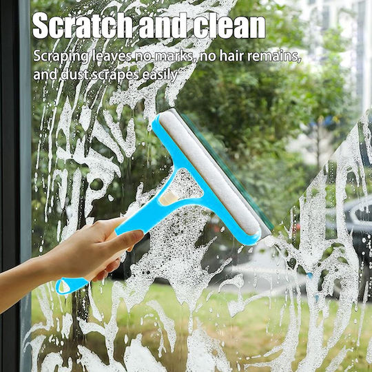 Multifunctional Squeegee Textile Edge Windows Other Surfaces Cleaning Solution Container 28x23 Cm Blue