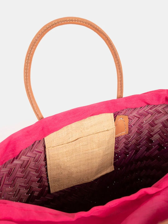 Rock Club Wicker Beach Bag Fuchsia