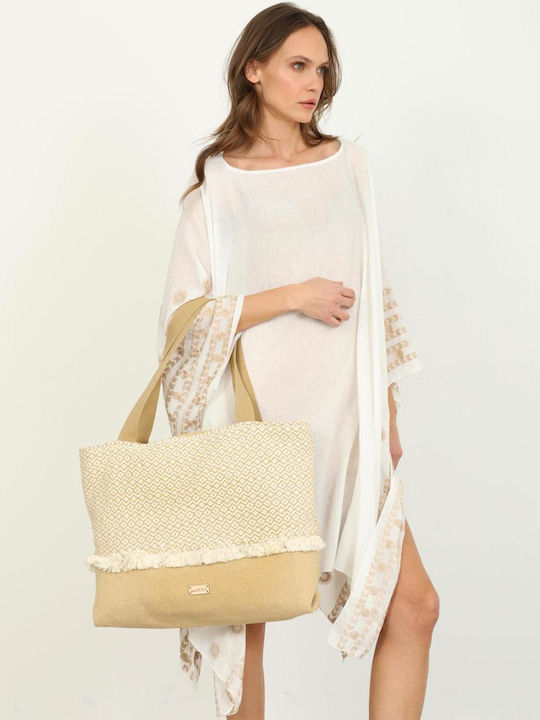 Doca Fabric Beach Bag Beige Doca Fabric Beach Bag Beige