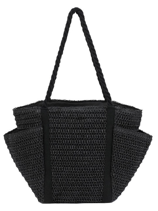 Doca Wicker Black Beach Bag