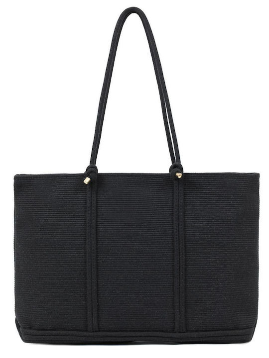 Doca Stoff Strandtasche Schwarz