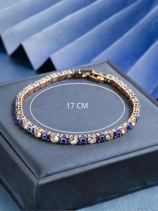 Women's Bracelet with Eye Design in Brass Gold Plated 17cm