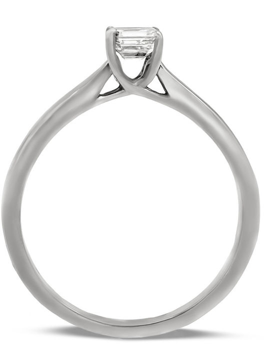 Savvas Design Single Stone Ring From 18K White Gold