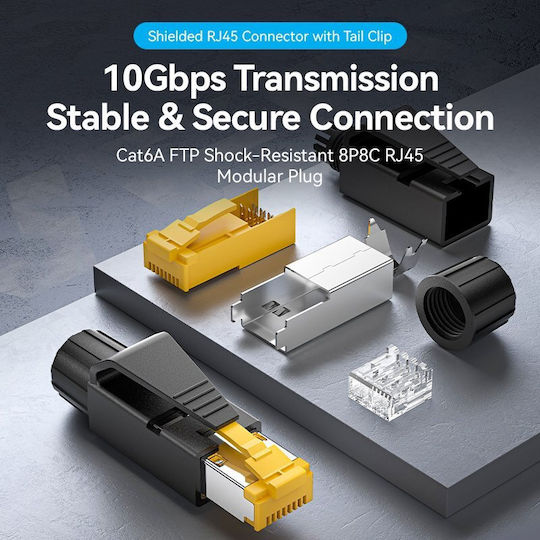 Vention Мрежови Конектори Cat6a Ftp Удароустойчив Модулен Щепсел Idob0-10 Опаковка 10 Броя