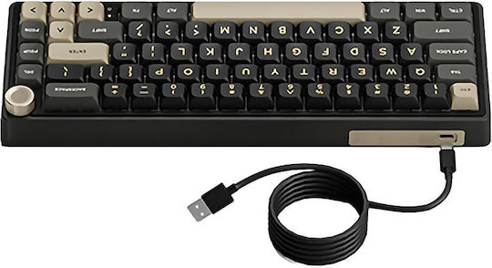 Royal Kludge R65 Tastatură Mecanică De Gaming Fără Fir Cu Comutatoare Chartreuse Și Iluminare RGB Limba Tastaturii Engleză SUA Negru/Maro