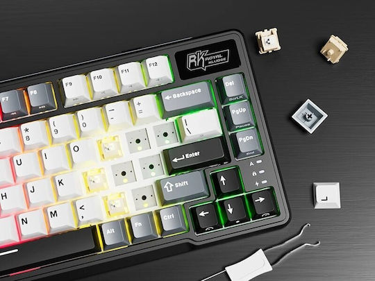 Royal Kludge RK-L75 Wireless Gaming Mechanical Keyboard 75% with Custom Cream switches and RGB lighting (English US) Gray