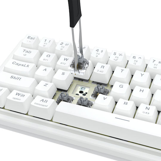 Redragon Draconic V2 K730GB-RGB-PRO Ασύρματο Gaming Πληκτρολόγιο 60% με RGB φωτισμό (International English) Λευκό