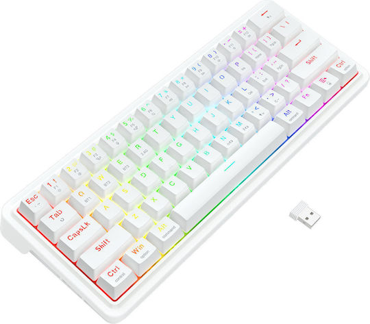 Redragon Draconic V2 K730GB-RGB-PRO Ασύρματο Gaming Πληκτρολόγιο 60% με RGB φωτισμό (International English) Λευκό