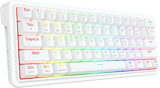 Redragon Draconic V2 K730GB-RGB-PRO Ασύρματο Gaming Πληκτρολόγιο 60% με RGB φωτισμό (International English) Λευκό