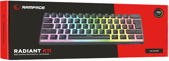 Rampage Radiant K11 RGB Gaming Mechanical Keyboard 60% with Outemu Red switches and RGB lighting (English US)