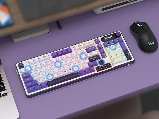 Royal Kludge RK-S98 Ασύρματο Gaming Μηχανικό Πληκτρολόγιο 96% με RGB φωτισμό (Αγγλικό US) Μωβ