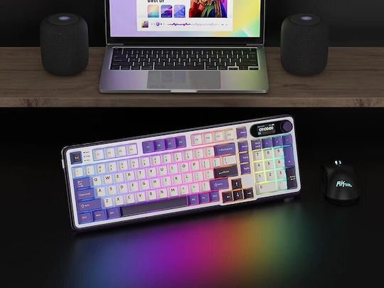 Royal Kludge RK-S98 Wireless Gaming Mechanical Keyboard 96% with Custom Brown switches and RGB lighting (English US) Purple