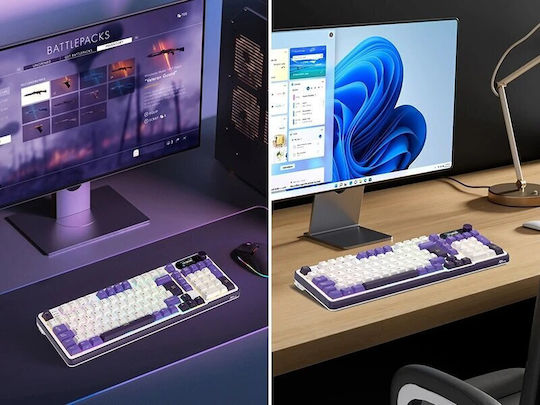 Royal Kludge RK-S98 Wireless Gaming Mechanical Keyboard 96% with Custom Brown switches and RGB lighting (English US) Purple