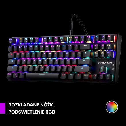 Preyon Blitz Claw Gaming Μηχανικό Πληκτρολόγιο Tenkeyless με Gateron Blue διακόπτες και RGB φωτισμό (Αγγλικό US)