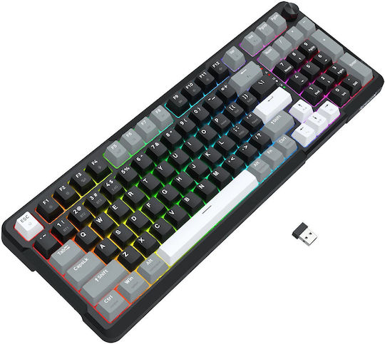 Redragon K742 Ασύρματο Gaming Μηχανικό Πληκτρολόγιο 98% με Custom Linear διακόπτες και RGB φωτισμό (International English) Creamy