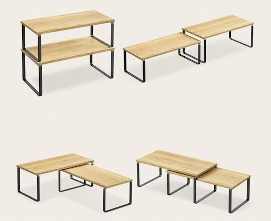 Suport De Masă Din Lemn 33.5x18.5x14.5cm 2 Bucăți Bej