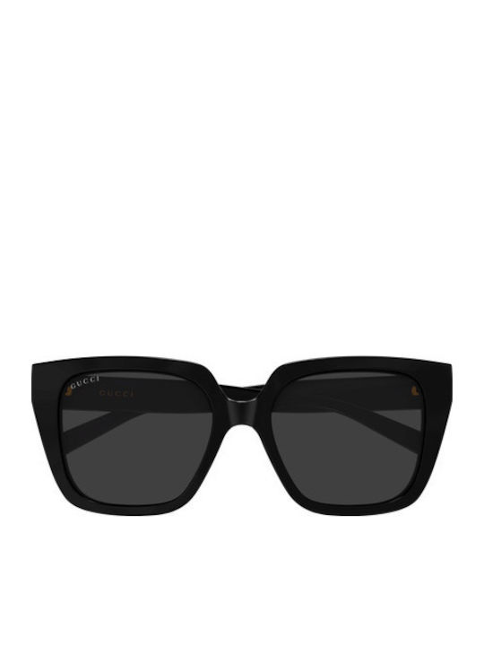 Gucci Woman Sunglasses With Black Horn-Rimmed Frame And Grey Lens GG2102S 001