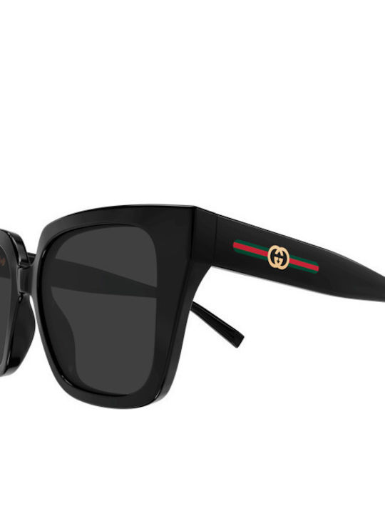 Gucci Woman Sunglasses With Black Horn-Rimmed Frame And Grey Lens GG2102S 001