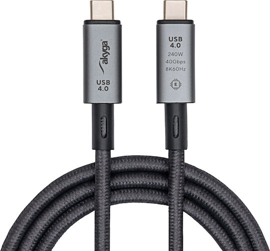 Akyga USB 4 Video Cable USB-C male - USB-C 240W PD Μαύρο 1m AK-USB-45