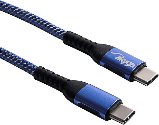Akyga USB 2.0 Cable USB-C male - USB-C 100W Μπλε 0.5m