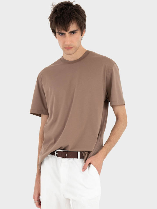 Herrenbluse Kurzarm Braun