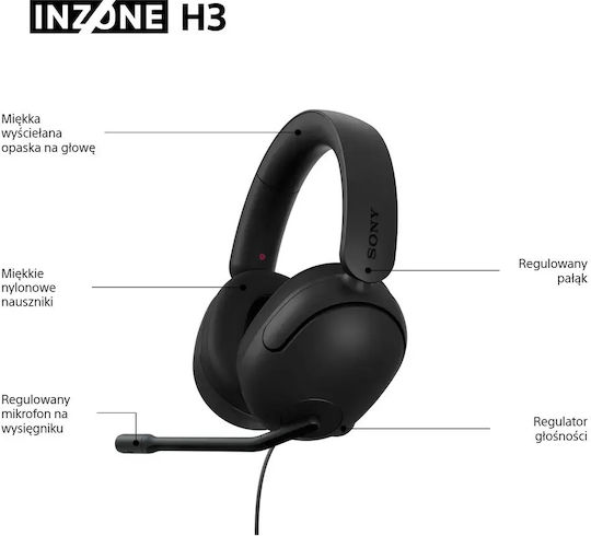 Sony Inzone H3 Over Ear Gaming Headset με σύνδεση 3.5mm / USB