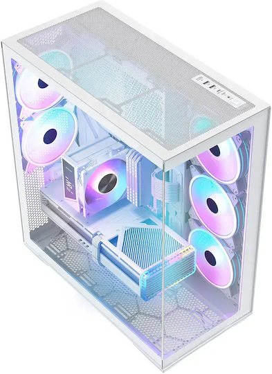 Modecom Volcano SPACE XL Gaming Full Tower Κουτί Υπολογιστή με Πλαϊνό Παράθυρο και ARGB Φωτισμό Λευκό