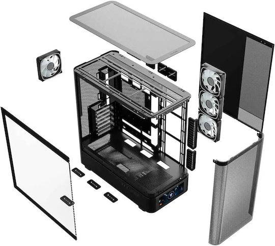 Modecom Volcano AQ500 Gaming Midi Tower Кутия За Компютър Със Страничен Прозорец И ARGB Осветление Черна