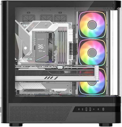 Modecom Volcano AQ200 Gaming Midi Tower Computer Case with Side Window Black