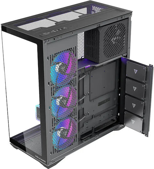 Modecom Volcano SPACE XL Gaming Full Tower Κουτί Υπολογιστή με Πλαϊνό Παράθυρο και ARGB Φωτισμό Μαύρο