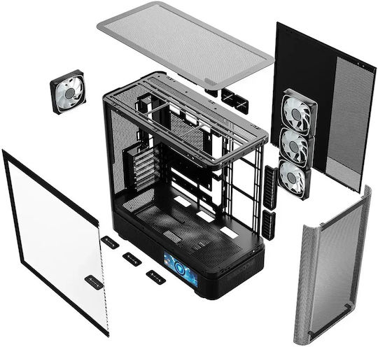 Modecom Volcano AQ400 Gaming Midi Tower Κουτί Υπολογιστή με Πλαϊνό Παράθυρο Μαύρο