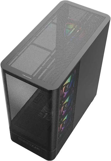 Modecom Volcano AQ400 Gaming Midi Tower Κουτί Υπολογιστή με Πλαϊνό Παράθυρο Μαύρο