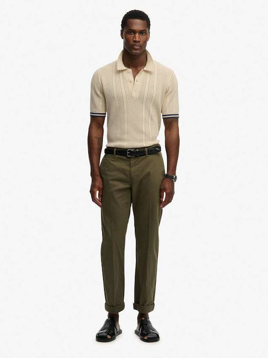Herrenblusen Textur Polo Pullover Kurzarm Oatmeal Beige