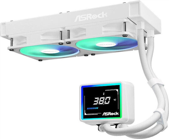 ASRock Challenger 240 Digital Water Cooling System AIO CPU with 2 Fans 120mm and ARGB Lighting White