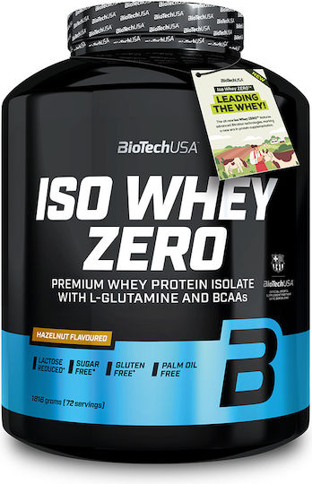 Biotech Usa Iso Whey Zero 1816g Hazelnut & Katerelos Fitness Sports Towel 100x50cm Black Red & Biotech Usa Wave Shaker 600ml Magic Magenta Custom Bundle