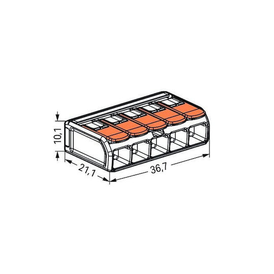 5-wire Branch Connector Max 6 Mm² 15 Pcs Wago 221-615