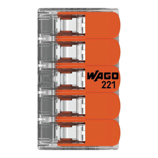 5-wire Branch Connector Max 6 Mm² 15 Pcs Wago 221-615