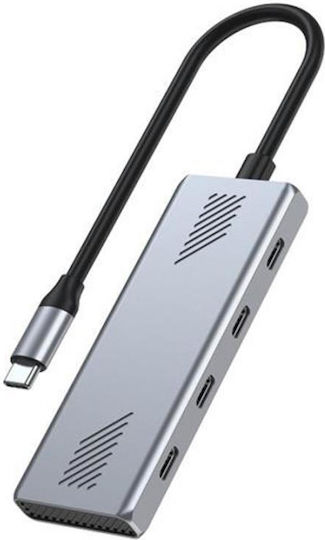 Gembird Hub 4 Θυρών USB 2.0 με σύνδεση USB-C Ασημί